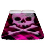 Pink Plaid Skull Fitted Sheet (Queen Size)