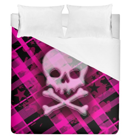 Pink Plaid Skull Duvet Cover (Queen Size) from ArtsNow.com