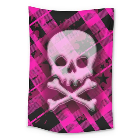 Pink Plaid Skull Large Tapestry from ArtsNow.com