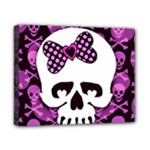 Pink Polka Dot Bow Skull Canvas 10  x 8  (Stretched)