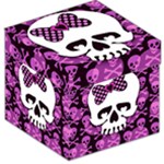 Pink Polka Dot Bow Skull Storage Stool 12 