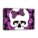 Pink Polka Dot Bow Skull Deluxe Canvas 18  x 12  (Stretched)