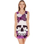 Pink Polka Dot Bow Skull Bodycon Dress