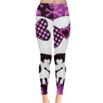 Pink Polka Dot Bow Skull Leggings 