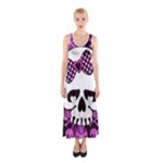 Pink Polka Dot Bow Skull Sleeveless Maxi Dress