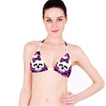 Pink Polka Dot Bow Skull Bikini Top