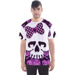 Pink Polka Dot Bow Skull Men s Sports Mesh Tee