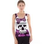 Pink Polka Dot Bow Skull Tank Top