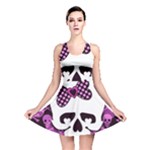 Pink Polka Dot Bow Skull Reversible Skater Dress