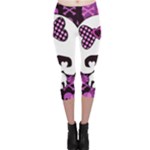 Pink Polka Dot Bow Skull Capri Leggings 