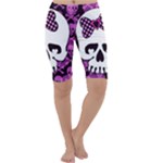 Pink Polka Dot Bow Skull Cropped Leggings 
