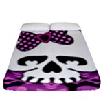 Pink Polka Dot Bow Skull Fitted Sheet (King Size)