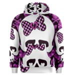 Pink Polka Dot Bow Skull Men s Pullover Hoodie