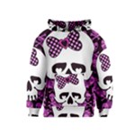 Pink Polka Dot Bow Skull Kids  Pullover Hoodie