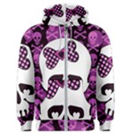 Pink Polka Dot Bow Skull Men s Zipper Hoodie