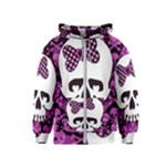 Pink Polka Dot Bow Skull Kids  Zipper Hoodie