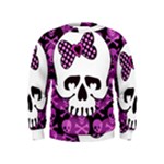Pink Polka Dot Bow Skull Kids  Sweatshirt