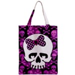 Pink Polka Dot Bow Skull Zipper Classic Tote Bag