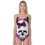 Pink Polka Dot Bow Skull Camisole Leotard 