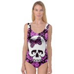 Pink Polka Dot Bow Skull Princess Tank Leotard 