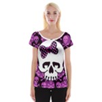 Pink Polka Dot Bow Skull Cap Sleeve Top