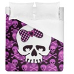 Pink Polka Dot Bow Skull Duvet Cover (Queen Size)