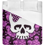 Pink Polka Dot Bow Skull Duvet Cover (King Size)