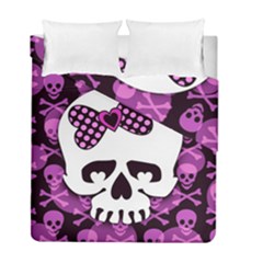 Pink Polka Dot Bow Skull Duvet Cover Double Side (Full/ Double Size) from ArtsNow.com