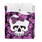 Pink Polka Dot Bow Skull Duvet Cover Double Side (Full/ Double Size)