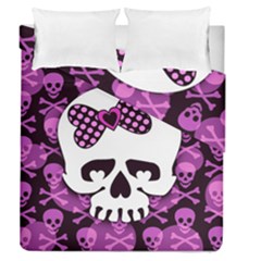 Pink Polka Dot Bow Skull Duvet Cover Double Side (Queen Size) from ArtsNow.com