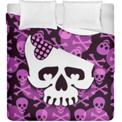 Pink Polka Dot Bow Skull Duvet Cover Double Side (King Size) from ArtsNow.com