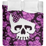 Pink Polka Dot Bow Skull Duvet Cover Double Side (King Size)