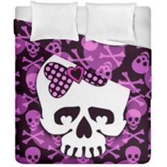 Pink Polka Dot Bow Skull Duvet Cover Double Side (California King Size) from ArtsNow.com