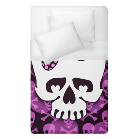 Pink Polka Dot Bow Skull Duvet Cover (Single Size) from ArtsNow.com