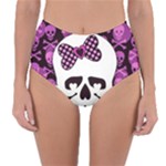 Pink Polka Dot Bow Skull Reversible High-Waist Bikini Bottoms