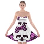 Pink Polka Dot Bow Skull Strapless Bra Top Dress