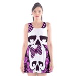 Pink Polka Dot Bow Skull Scoop Neck Skater Dress