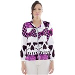 Pink Polka Dot Bow Skull Women s Windbreaker