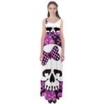 Pink Polka Dot Bow Skull Empire Waist Maxi Dress