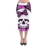 Pink Polka Dot Bow Skull Midi Pencil Skirt