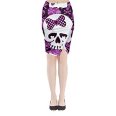 Pink Polka Dot Bow Skull Midi Wrap Pencil Skirt from ArtsNow.com