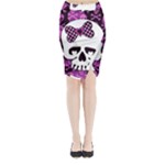 Pink Polka Dot Bow Skull Midi Wrap Pencil Skirt