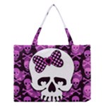 Pink Polka Dot Bow Skull Medium Tote Bag