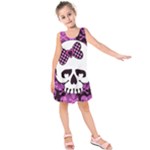 Pink Polka Dot Bow Skull Kids  Sleeveless Dress