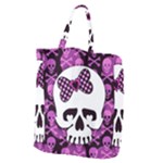 Pink Polka Dot Bow Skull Giant Grocery Tote