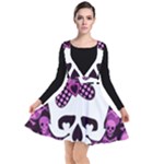Pink Polka Dot Bow Skull Plunge Pinafore Dress