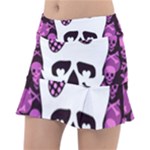 Pink Polka Dot Bow Skull Tennis Skirt