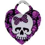 Pink Polka Dot Bow Skull Giant Heart Shaped Tote