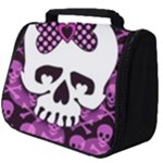 Pink Polka Dot Bow Skull Full Print Travel Pouch (Big)