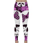 Pink Polka Dot Bow Skull Lightweight Velour Classic Yoga Leggings